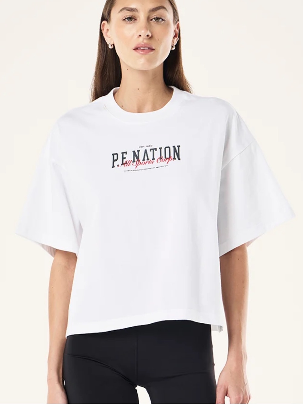 P.E Nation Full Out Cropped Tee In Optic White NWT size S